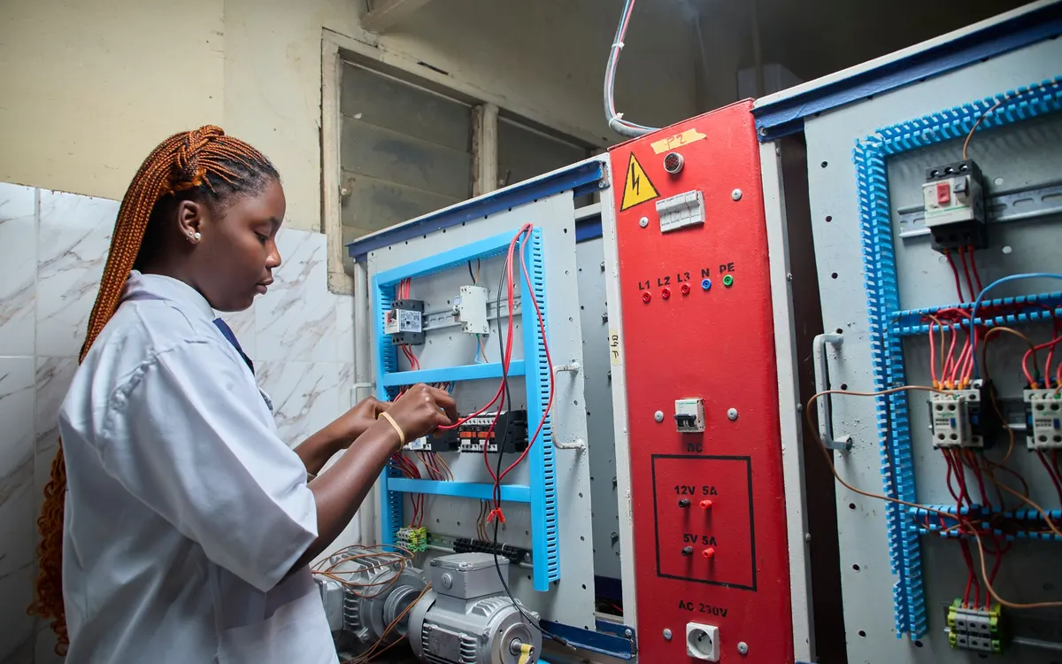 An electrical engineer at work.