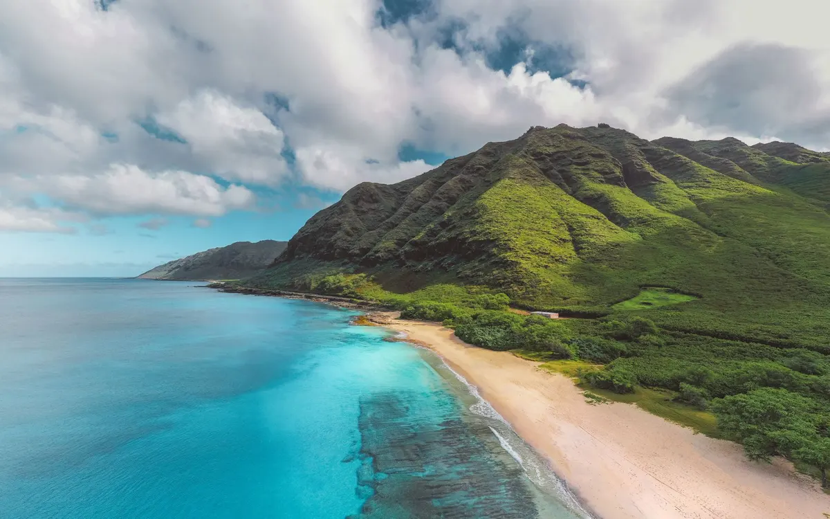 A Pacific island coastline.